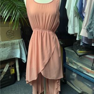 Sleeveless Peach High-Low Dress